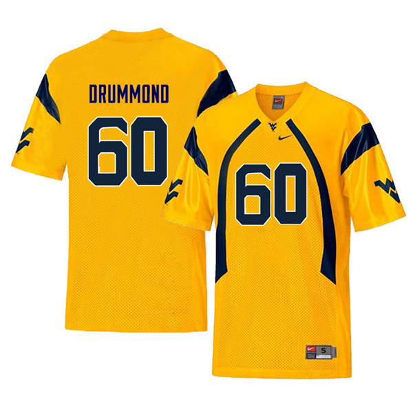 NCAA Men's Noah Drummond West Virginia Mountaineers Yellow #60 Nike Stitched Football College Throwback Authentic Jersey HZ23S17UZ